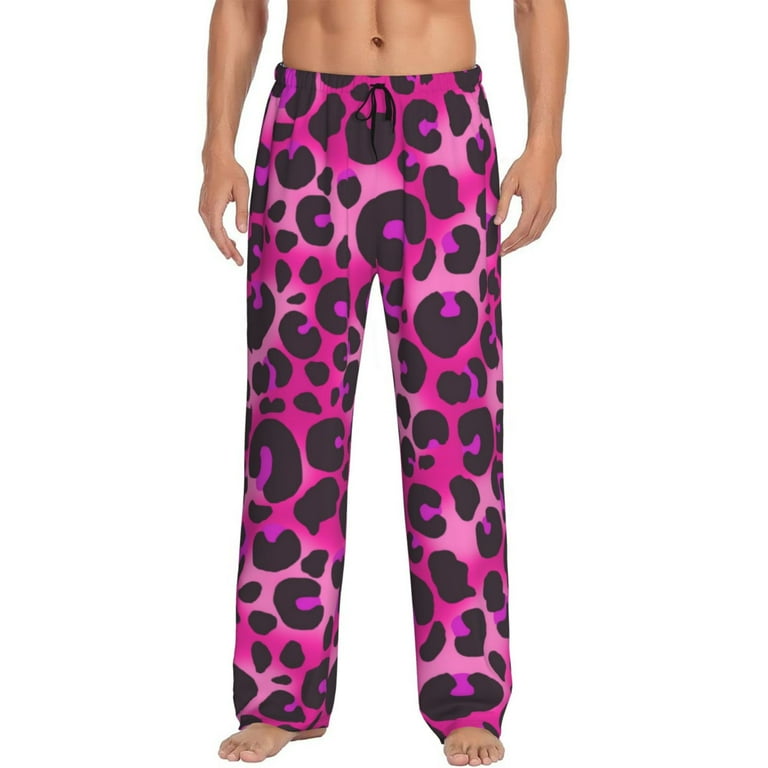 Mens Pajama Pants red pink Leopard print Mens Pajama Pants Soft Sleep Lounge Pants for Men Comfy Casual PJ Bottoms Pants with Pockets Walmart