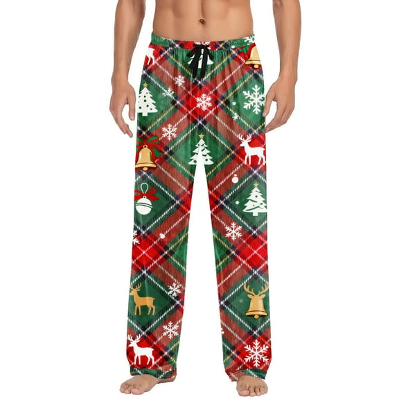 Mens Pajama Pants with Pockets Cotton Plaid Lounge Pants PJ Bottoms Elastic Waist Sleep Wear, L Multicolor