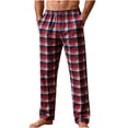 thumbnail image 1 of Mens Pajama Pants with Pockets Cotton Plaid Lounge Pants PJ Bottoms Elastic Waist Sleep Wear, L Red, 1 of 7