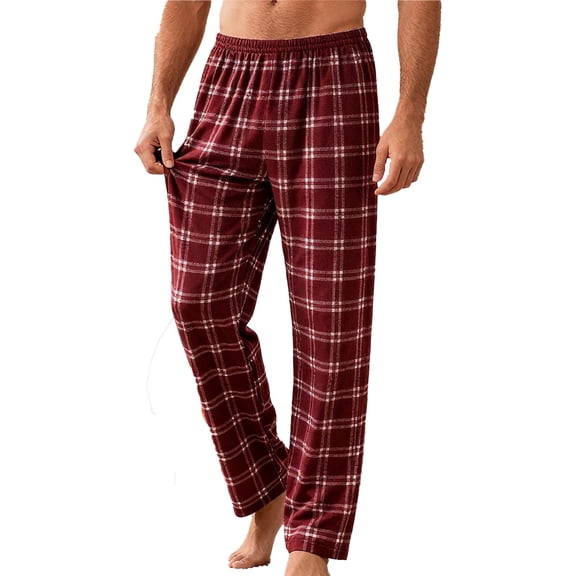 Mens Pajama Plus Size Loose Fit Plaid Sleep Pant Soft Cotton Comfy Pj Bottoms with Pockets