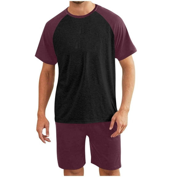 Mens Pajama Set Big & Tall Pjs Sleepwear Short Sleeve Lightweight Sleep T-Shirts Shorts Sets Loungewear, 4XL
