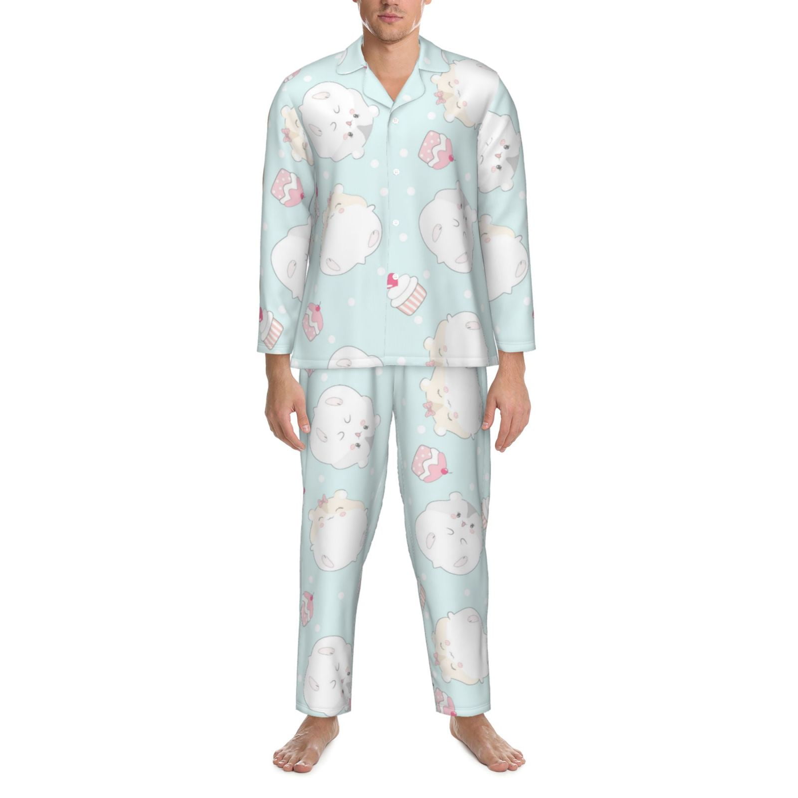 Thicken Warm Pajamas Set Male Long Sleeved Cartoon Men Home