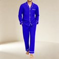 thumbnail image 1 of Mens Pajama Set Long Sleeve Button Down Top and Pants 2 Piece Loungewear Soft Relaxed Fit Mens Sleepwear Night Pjs Sets, 1 of 6