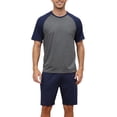 thumbnail image 1 of Pdbokew Mens Pajamas Set Lightweight Summer Pjs Sleepwear Soft Comfy Short Sleeve Loungewear Dark Gray with Navy Blue XL, 1 of 6