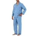 thumbnail image 1 of Mens Pajama Set Soft Long Sleeve Pajamas for Men Lightweight Button Up Sleepwear Lounge Pjs Outfits Light Blue XL, 1 of 9