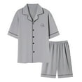 thumbnail image 1 of Mens Pajama Set Summer Fall Cooling Pjs Button Down Short Sleeve Top with Shorts Loungewear Pajamas with Pockets, 1 of 2