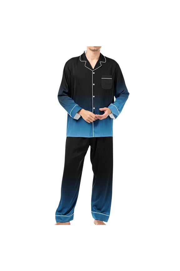Mens Pajama Sets 4 way Stretch Soft Lightweight Loungewear Button Down Sleepwear 2 Piece