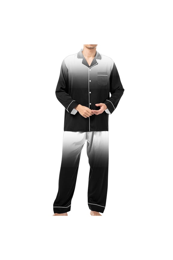 Mens Pajama Sets 4 way Stretch Soft Lightweight Loungewear Button Down Sleepwear 2 Piece