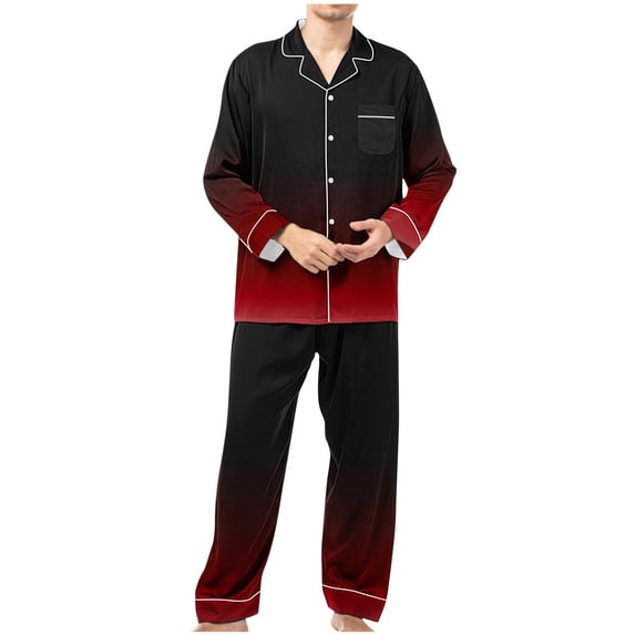 Mens Pajama Sets 4 way Stretch Soft Lightweight Loungewear Button Down Sleepwear 2 Piece