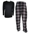 thumbnail image 1 of Mens Pajama Sets One Solid Top & One Plaid Bottom (S, Blk/Red), 1 of 4