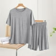 thumbnail image 1 of Mens Pajama Sets Soft-Modal Short Sleeve Tops and Shorts 2 Piece Homewear Outfits Casual Solid Color Lightweight Loungewear Set, 1 of 8