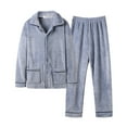 thumbnail image 1 of Mens Pajama Sets Thickened and flannel Solid Color Lapel long sleeve Fashion Leisure tops with Pants Soft And Comfortable Two Piece Set Sleepwear Daily-Wear,Gray,XXL, 1 of 2