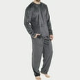 thumbnail image 1 of Mens Pajama Sets flannel Solid Color Round Neck Long Sleeve Fashion Leisure Soft tops with Pants Two Piece Set Sleepwear Nightwear,Gray,XXL, 1 of 5
