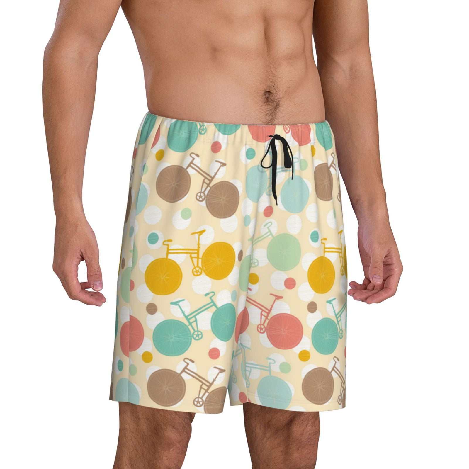 Mens Pajama Shorts Bike Pattern Colorful Soft Mens Sleep Shorts Men's