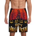 Mens Pajama Shorts Bottoms with Pocket Halloween Happy C Soft Pj