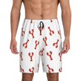 Mens Pajama Shorts Bottoms with Pocket Red lobster funny Soft Pj
