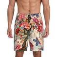 thumbnail image 1 of Mens Pajama Shorts, Butterflies And Flowers Painting Sleep Shorts Men Pajama Bottoms Lounge PJ Shorts with Pockets, 1 of 6