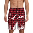 thumbnail image 1 of Mens Pajama Shorts, Christmas Tree Buffalo Plaid Sleep Shorts Men Pajama Bottoms Lounge PJ Shorts with Pockets, 1 of 6