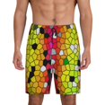 thumbnail image 1 of Mens Pajama Shorts, Colorful Tie Dye Stained Glass 1 Sleep Shorts Men Pajama Bottoms Lounge PJ Shorts with Pockets, 1 of 6
