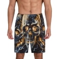 thumbnail image 1 of Mens Pajama Shorts, Fiery Skull Trio Sleep Shorts Men Pajama Bottoms Lounge PJ Shorts with Pockets, 1 of 6
