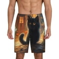thumbnail image 1 of Mens Pajama Shorts, Halloween Cute Ghost Black Cat Pumpkin Sleep Shorts Men Pajama Bottoms Lounge PJ Shorts with Pockets, 1 of 6