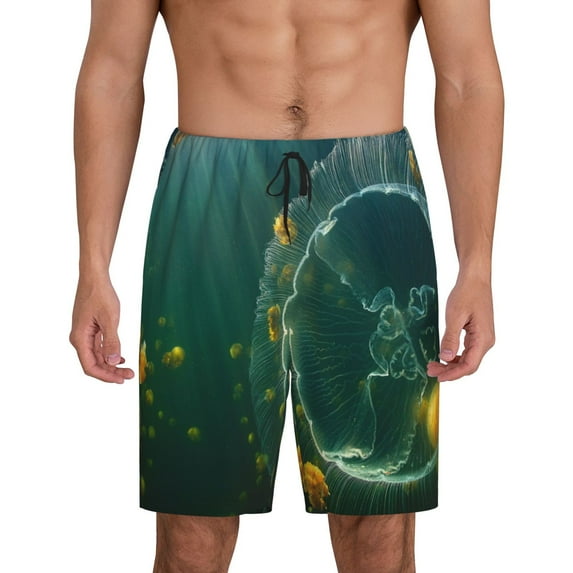 Mens Pajama Shorts, Jelly Fish Sleep Shorts Men Pajama Bottoms Lounge PJ Shorts with Pockets