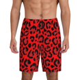 thumbnail image 1 of Mens Pajama Shorts, Leopard red print Sleep Shorts Men Pajama Bottoms Lounge PJ Shorts with Pockets, 1 of 6