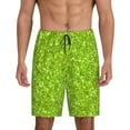 thumbnail image 1 of Mens Pajama Shorts, Lime green glitter Sleep Shorts Men Pajama Bottoms Lounge PJ Shorts with Pockets, 1 of 6