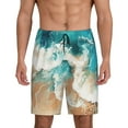 thumbnail image 1 of Mens Pajama Shorts, Ocean Wave Crash Sleep Shorts Men Pajama Bottoms Lounge PJ Shorts with Pockets, 1 of 6