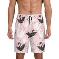 thumbnail image 1 of Mens Pajama Shorts, Swan And Flowers2 Sleep Shorts Men Pajama Bottoms Lounge PJ Shorts with Pockets, 1 of 6