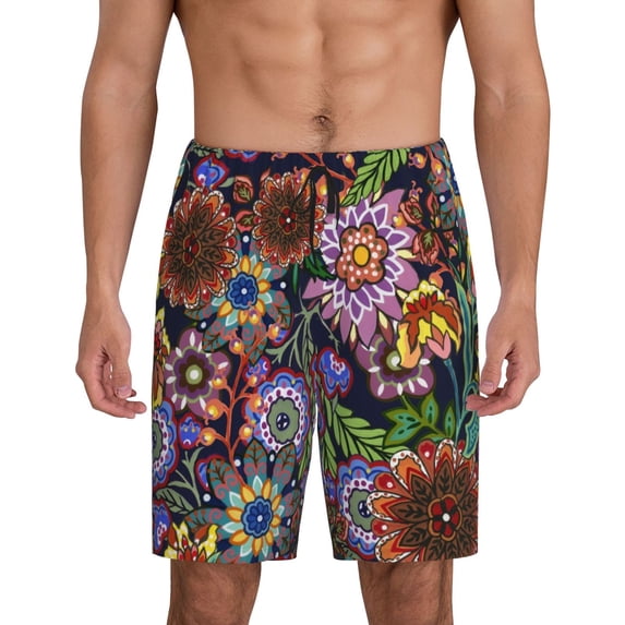 Mens Pajama Shorts, Vintage Floral (3) Sleep Shorts Men Pajama Bottoms Lounge PJ Shorts with Pockets