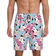 thumbnail image 1 of Mens Pajama Shorts, cute cow animal pink blue Sleep Shorts Men Pajama Bottoms Lounge PJ Shorts with Pockets, 1 of 6