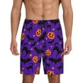 thumbnail image 1 of Mens Pajama Shorts, halloween pumpkins bat design Sleep Shorts Men Pajama Bottoms Lounge PJ Shorts with Pockets, 1 of 6