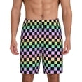 thumbnail image 1 of Mens Pajama Shorts, rainbow gradient colorful checkered Sleep Shorts Men Pajama Bottoms Lounge PJ Shorts with Pockets, 1 of 6