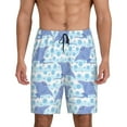 thumbnail image 1 of Mens Pajama Shorts, stingray bubbles blue stripes Sleep Shorts Men Pajama Bottoms Lounge PJ Shorts with Pockets, 1 of 6