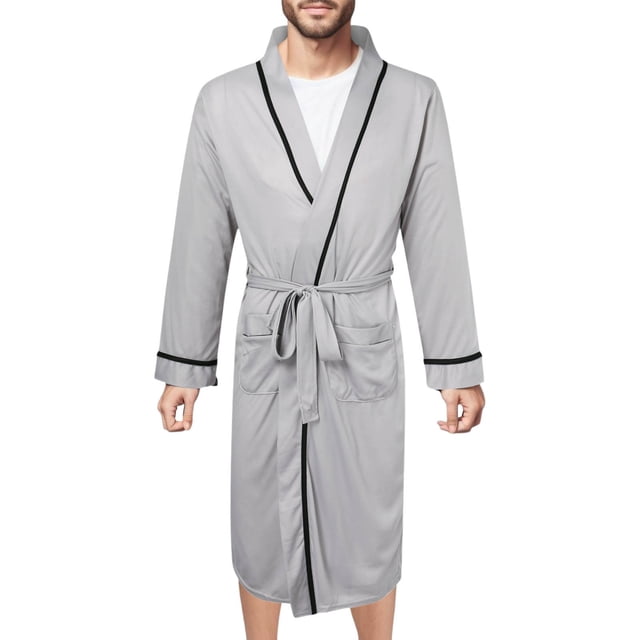 Mens Pajama Spring And Summer Cotton Bathrobe Bathrobe Bathrobe Bathrobe Spring And Autumn ...