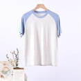 thumbnail image 1 of Mens Pajama T-Shirts Big & Tall L-4X Plus Size Short Sleeve Crewneck Tees Tops Casual Color-Block Pullover Soft-Modal Loungewear T Shirts, 1 of 3