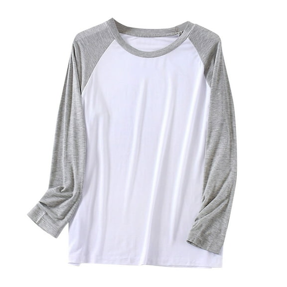 Mens Pajama Tops Long Sleeve Color Block Mens Top Long Sleeved Thin Home Furnishing Plus Size Loose Sleepwear Home Furnishing Pajamas Pyjamas Pjs Grey L