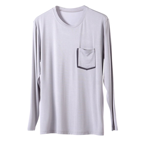 Mens Pajama Tops Long Sleeve Men's Pajamas Long Sleeve Thin with Pockets Casual Loungewear Pajama Shirts Gray 3XL
