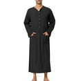 thumbnail image 1 of Mens Pajamas Button Long Sleeve Robe Lightweight Solid Color Nightshirt Classic Fit Home Wear Loungewear, 1 of 4