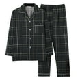 thumbnail image 1 of Mens Pajamas Casual Grid Printed Lapel V Neck Button Long Sleeve Long Pants Plus Size Fall Pjs, 1 of 3