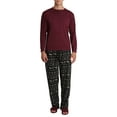 thumbnail image 1 of Mens Pajamas Jammies 4 Piece Long Sleeve Shirt Fleece Bottom Adjustable Slipper House Shoes Vintage Moose Fairisle L, 1 of 3