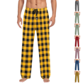 thumbnail image 1 of Mens Pajamas Pants Plaid Soft Casual Comfortable Christmas Pants Stretchy Drawstring pjs with Pockets Gold 3XL, 1 of 5