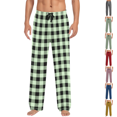 thumbnail image 1 of Mens Pajamas Pants Plaid Soft Casual Comfortable Christmas Pants Stretchy Drawstring pjs with Pockets Mint Green XL, 1 of 5