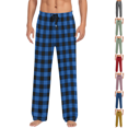 thumbnail image 1 of Mens Pajamas Pants Plaid Soft Casual Comfortable Christmas Pants Stretchy Drawstring pjs with Pockets Royal Blue M, 1 of 5