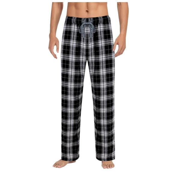 Mens Pajamas Pants Soft Loose Casual Comfy Plaid Wide Leg Pants Stretchy Drawstring Pjs with Pockets Sweatpants For Men With Pockets