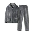 thumbnail image 1 of Mens Pajamas Set 2 Piece Plush Warm Long Sleeve Lapel Button Up Thickened Sleepwear and Pajamas Pants Classic Fit Pajamas for Men, 1 of 2