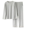 thumbnail image 1 of Mens Pajamas Set 2 Piece Round Neck Long Sleeve Shirt Pockets & Straight Leg Long Pants Pjs Loungewear Sleepwear Gray,XL, 1 of 4
