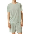 thumbnail image 1 of Mens Pajamas Set 2 Piece Short Sleeve Shirt and Shorts Summer Soft Pajamas Lightweight Lounge Set Sleepwear Outfits, 1 of 4