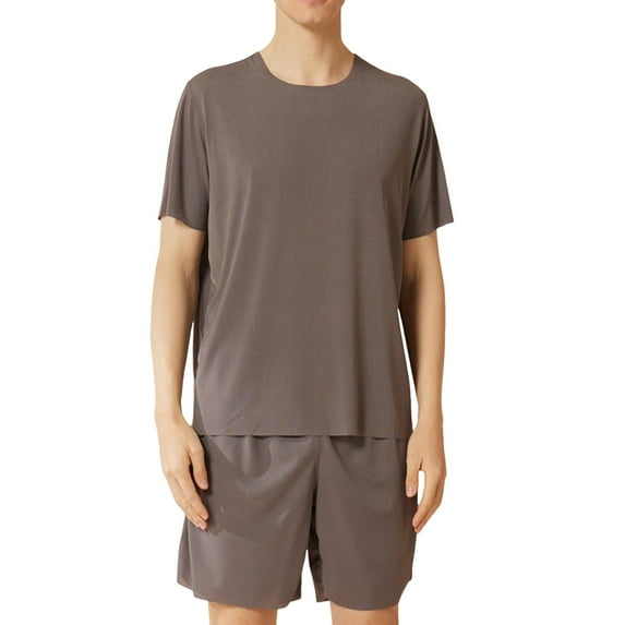 Mens Pajamas Set 2 Piece Short Sleeve Shirt and Shorts Summer Soft Pajamas Lightweight Lounge Set Sleepwear Outfits